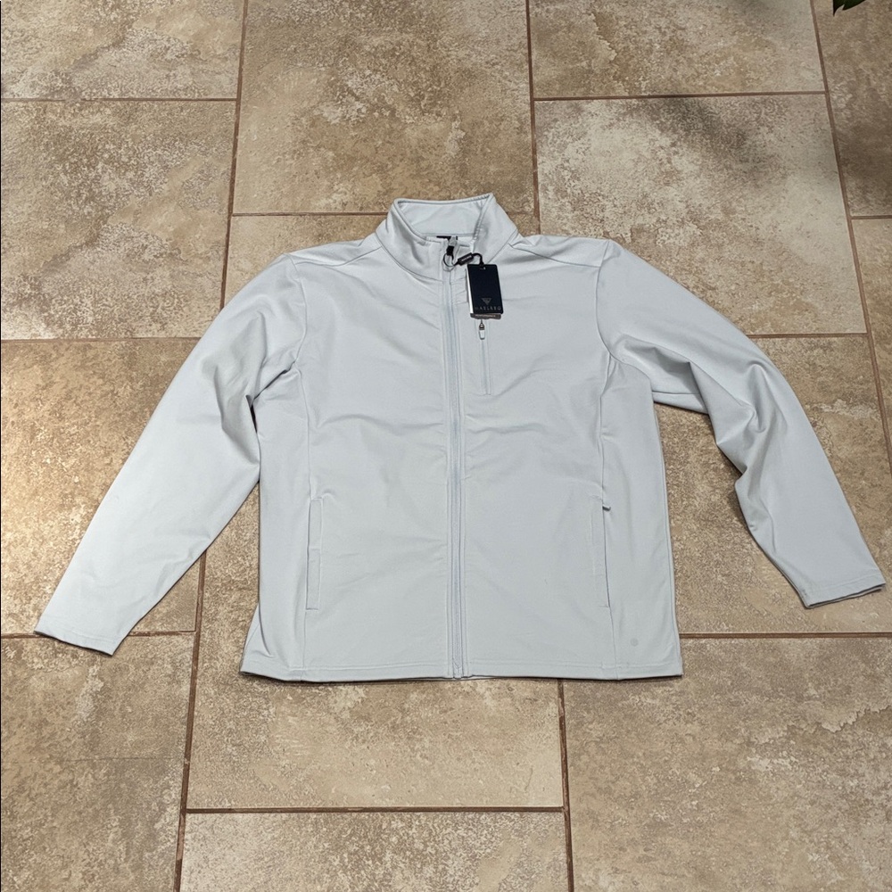 Men's Lightweight Zip-Up Shirt Jacket in Light Gray